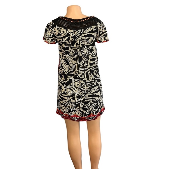 3/$30 🍂 Anthropologie Floreat Abelia Tribal Print Dress Black Multicolored - Picture 6 of 10
